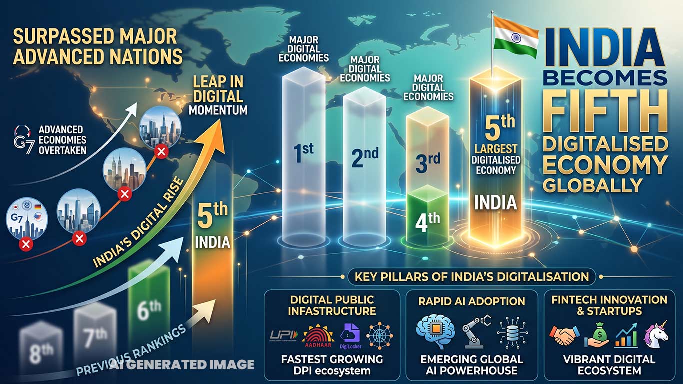 India Becomes Fifth Most Digitalised Economy Globally, Surpasses Major Advanced Nations