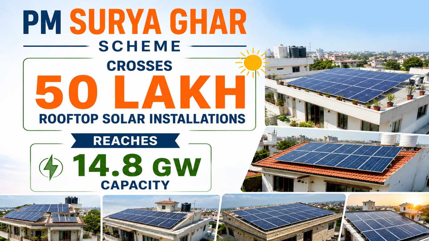 PM Surya Ghar Scheme Crosses 50 Lakh Rooftop Solar Installations, Reaches 14.8 GW Capacity
