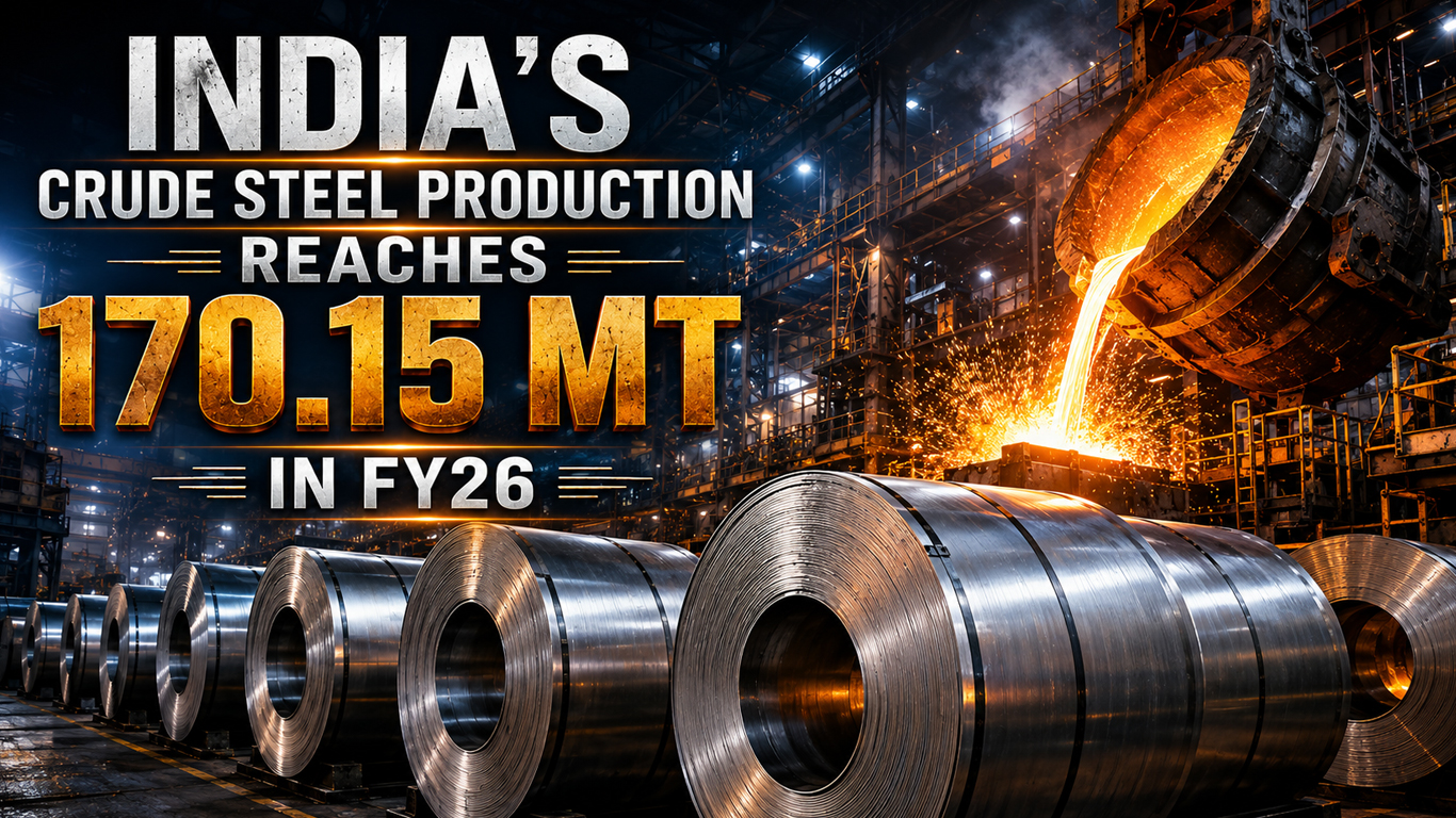 India's Crude Steel Production Reaches 170.15 MT In FY26